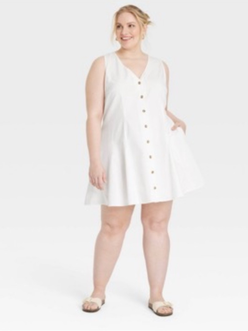 Target White Sleeveless Button-Front Mini Dress